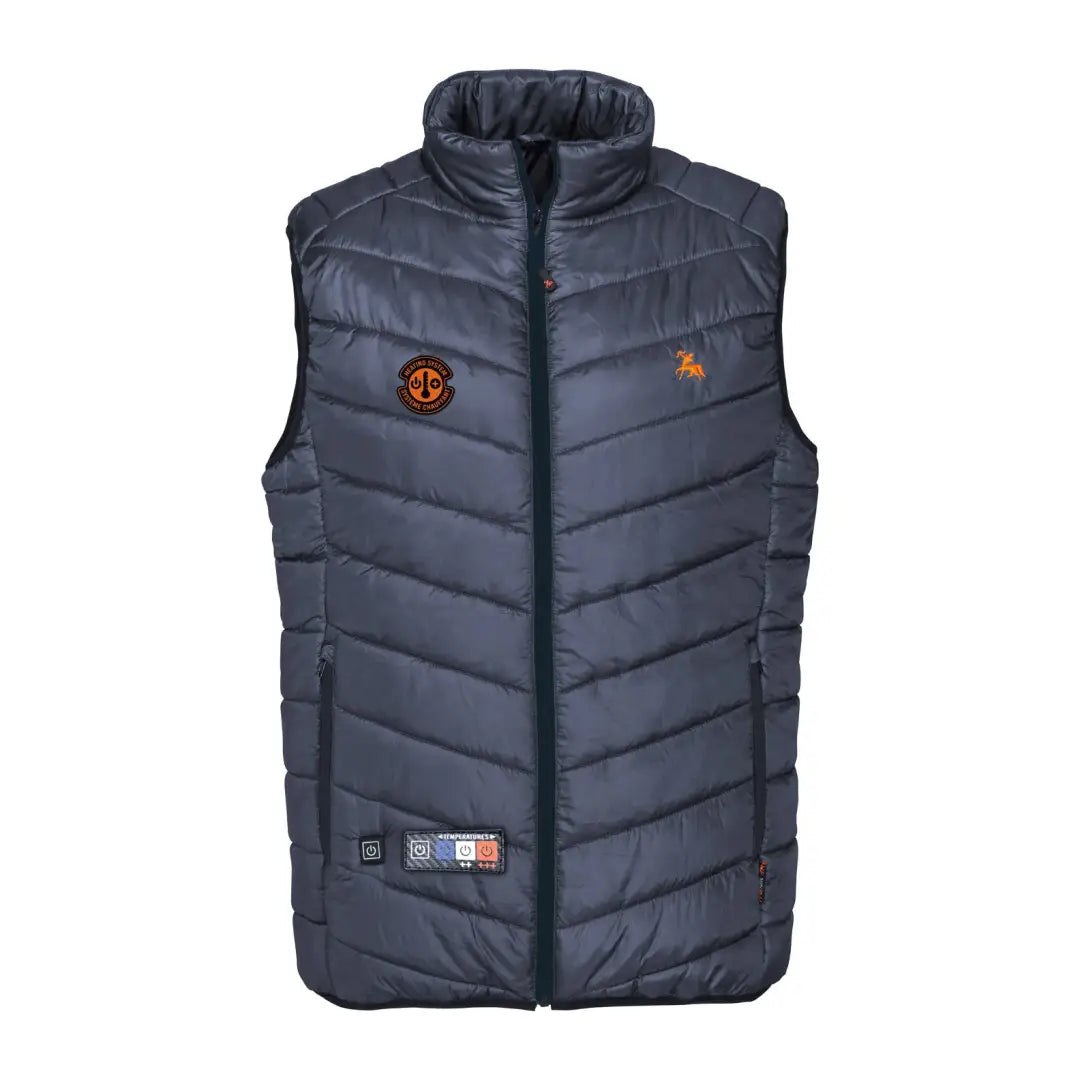 Navy blue quilted Verney Carron Heat Vest with high collar and zipper closure