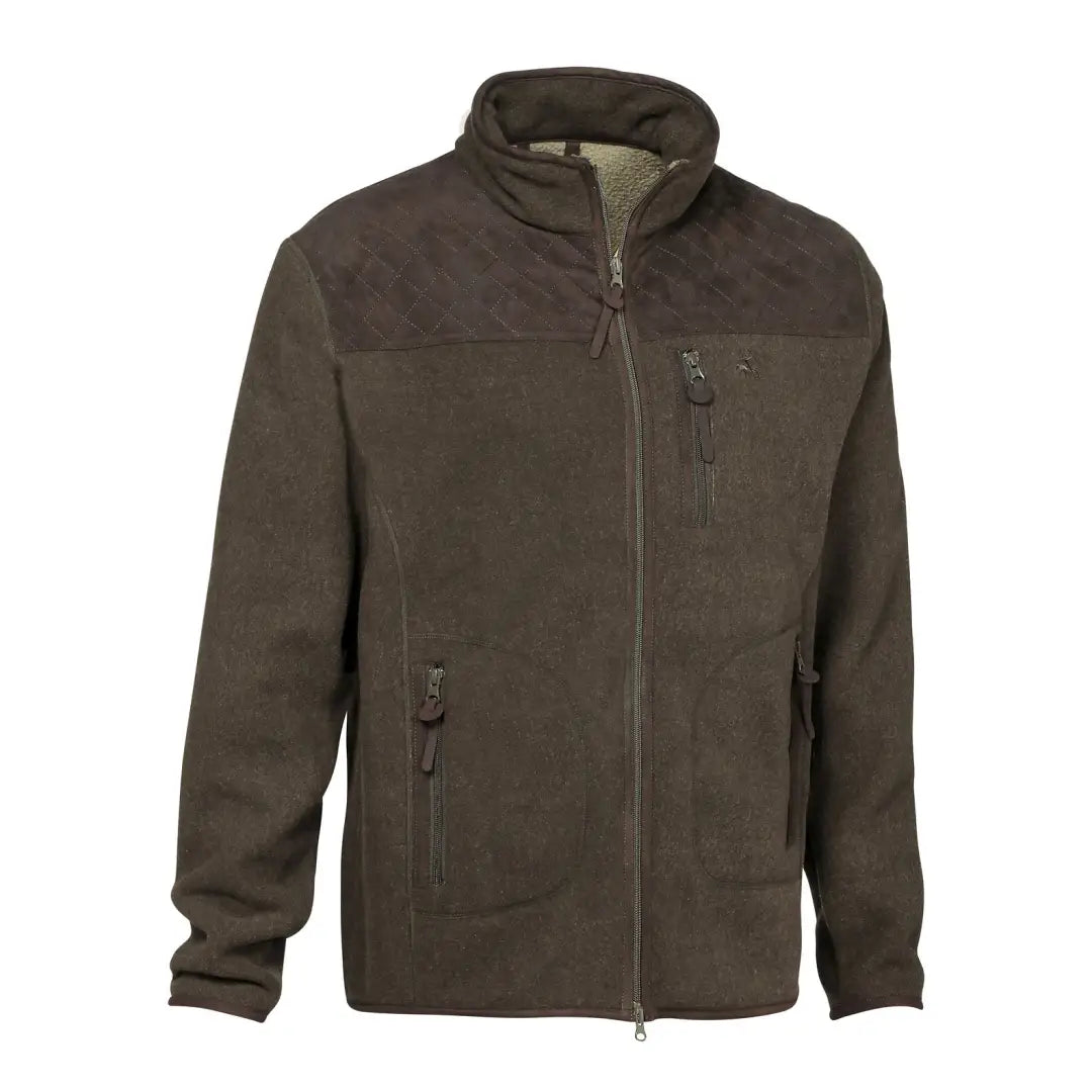 Dark brown Verney Carron Presly fleece jacket with full zipper and pockets