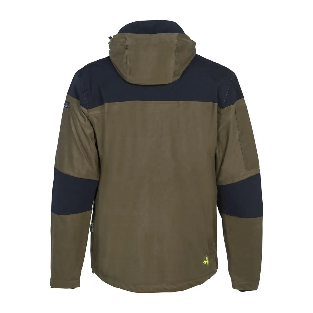 Two-tone Verney Carron Puma Jacket in olive green and navy blue with a hood