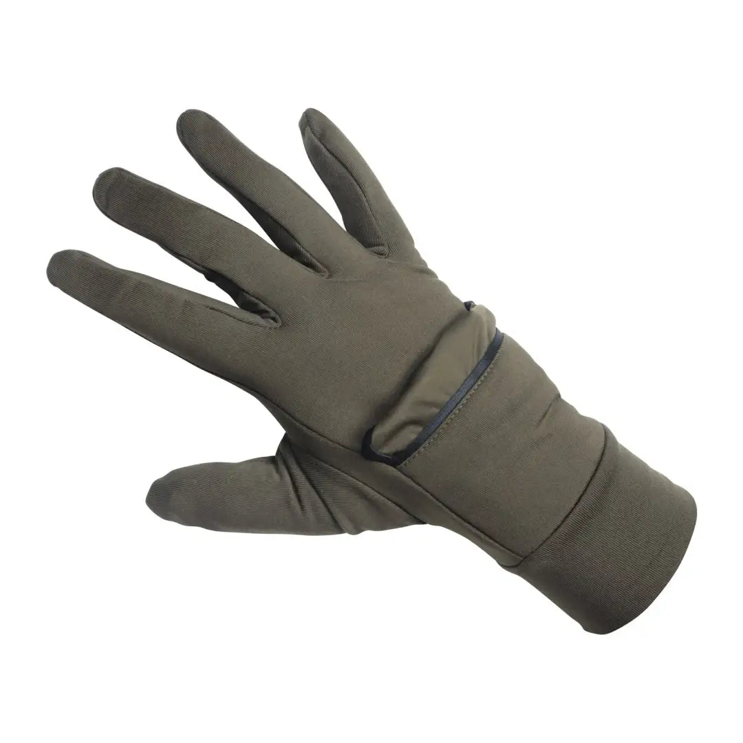 Olive green Verney Carron tactile glove with adjustable wrist strap for optimal fit