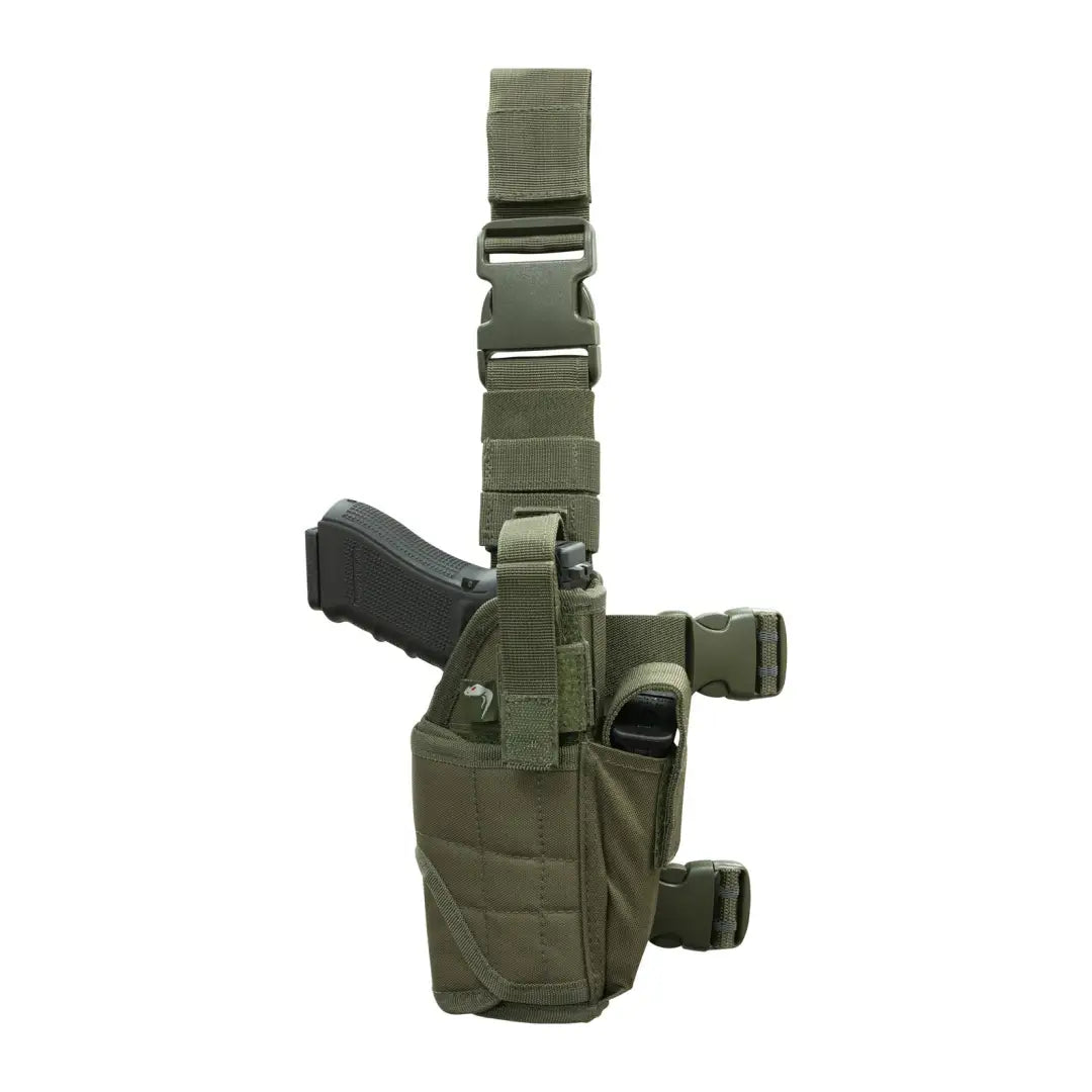 Viper Adjustable Holster in olive green for tactical handgun carry, featuring adjustable hook