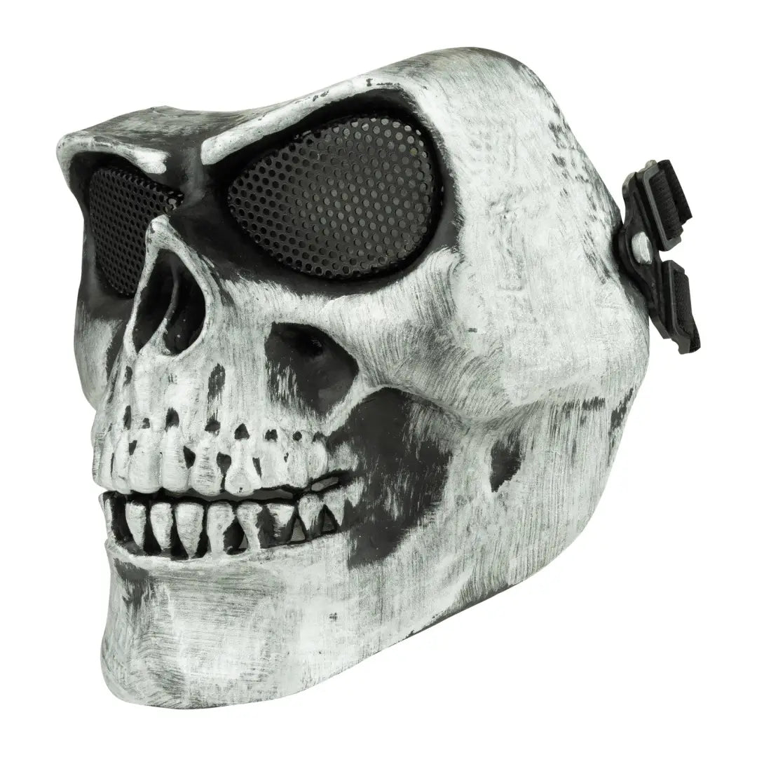 Skull-shaped Viper Hardshell Face Mask with mesh eye covers and side attachment