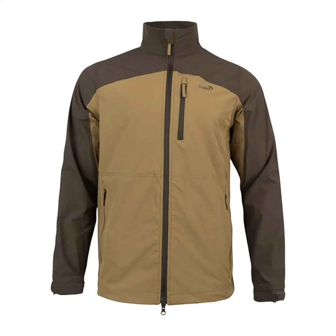 Two-tone Viper Lightweight Softshell Jacket with full-length zipper and stand-up collar