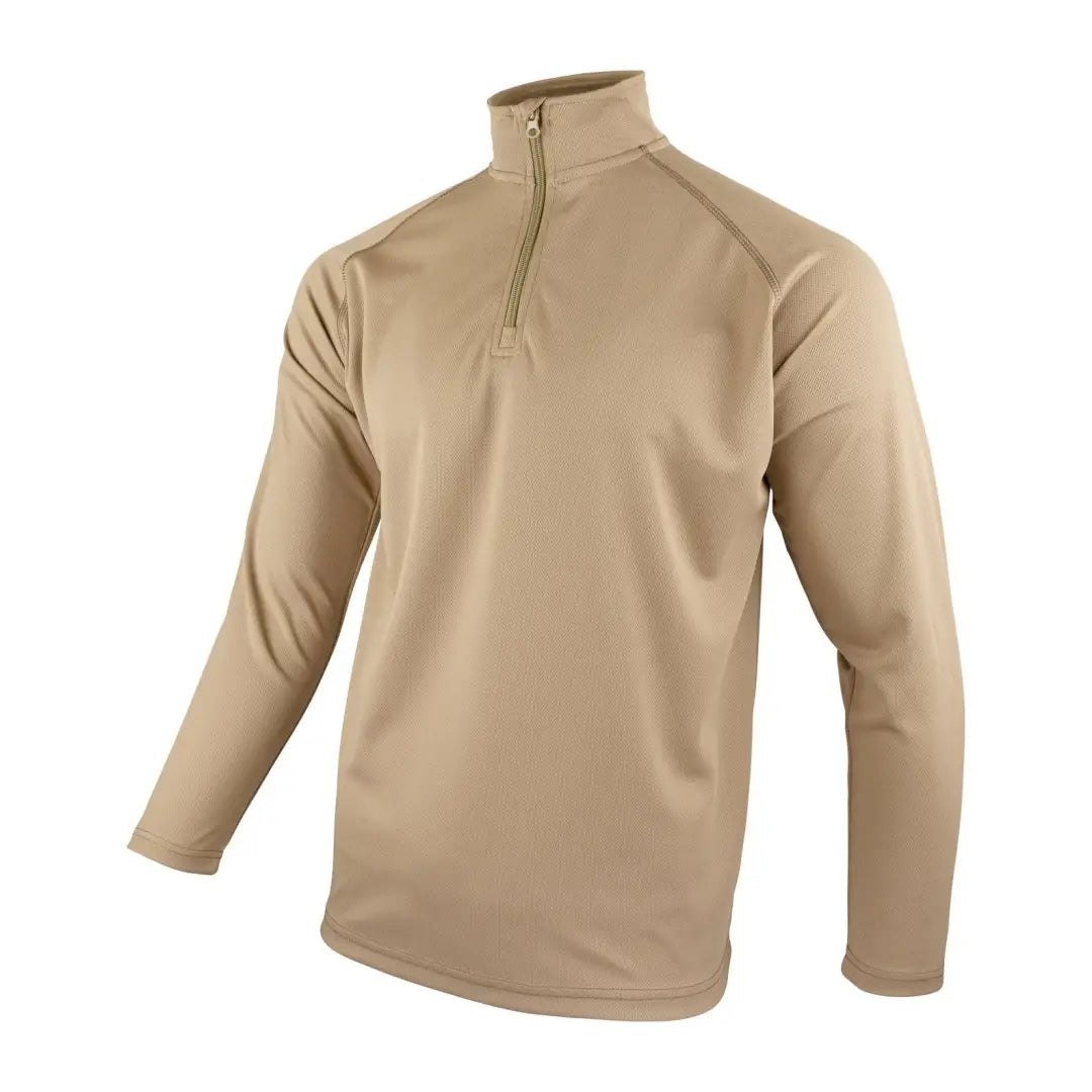 Tan long-sleeved quarter-zip Viper Mesh-Tech Armour Top for ultimate comfort