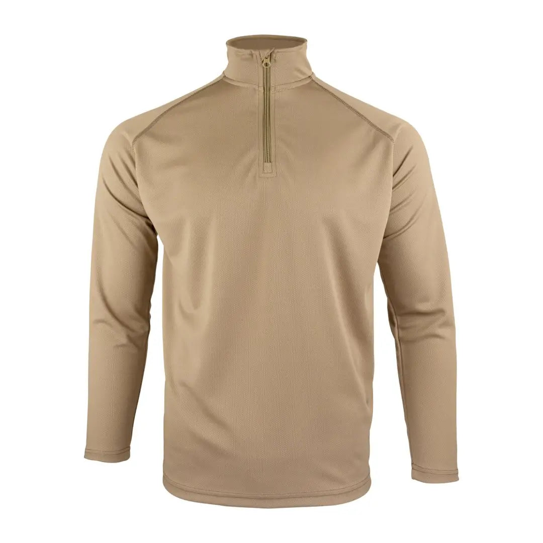 Tan long-sleeved quarter-zip pullover from Viper Mesh-Tech Armour collection