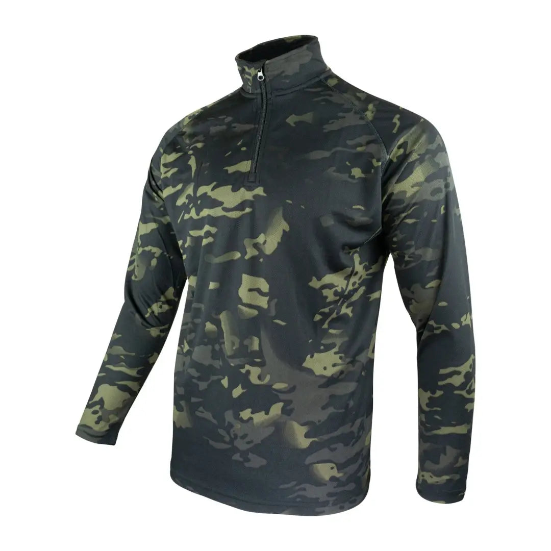 Camouflage long-sleeved Viper Mesh-Tech shirt with quarter-zip for added comfort