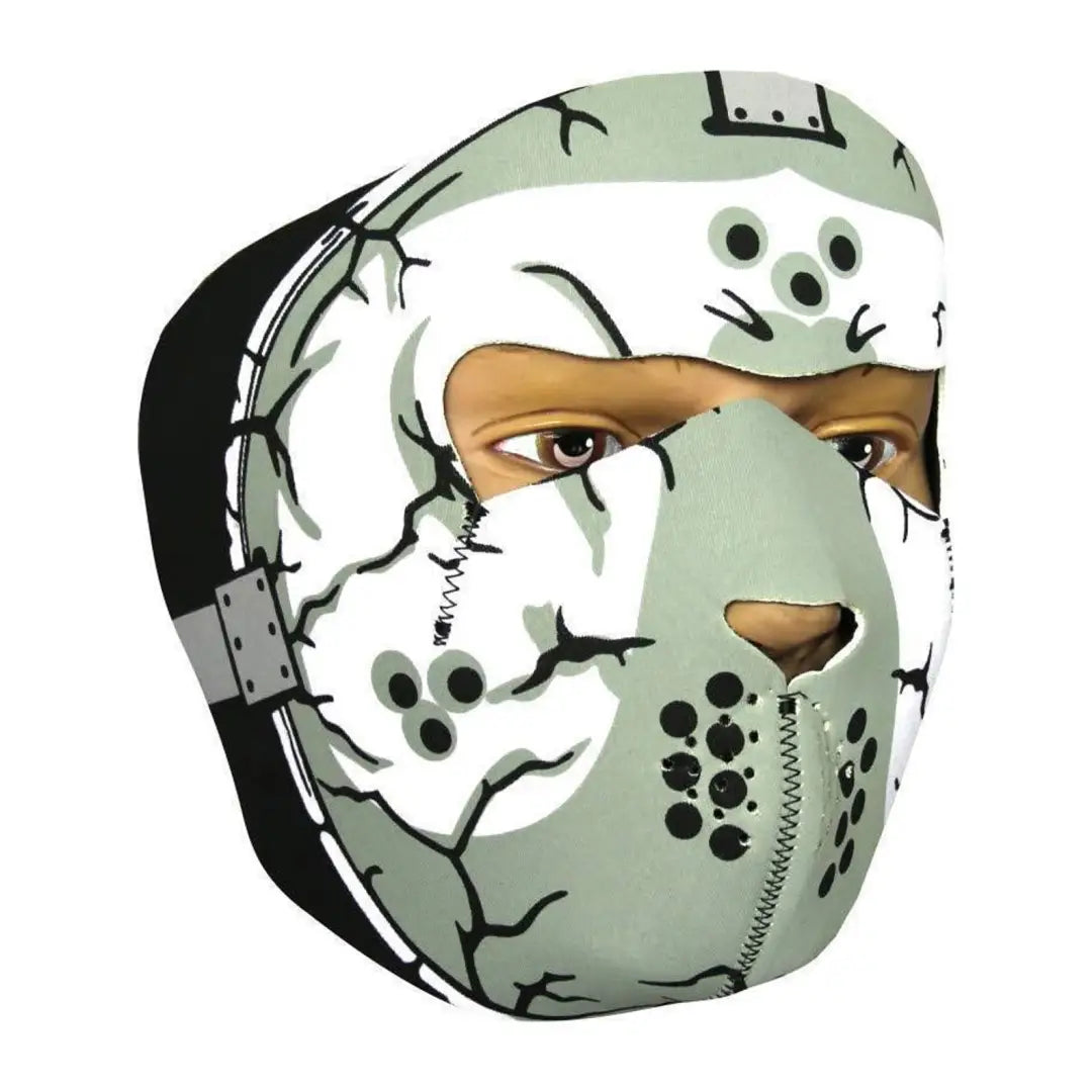 Hockey-style Viper Neoprene face mask featuring a skull and cracked ice design