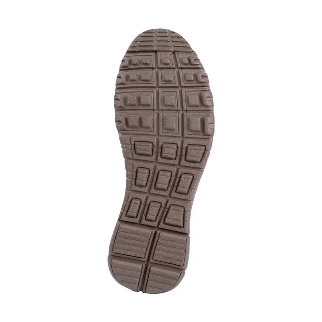 Brown rubber sole of Viper Tactical Sneaker Boots with cool geometric tread pattern