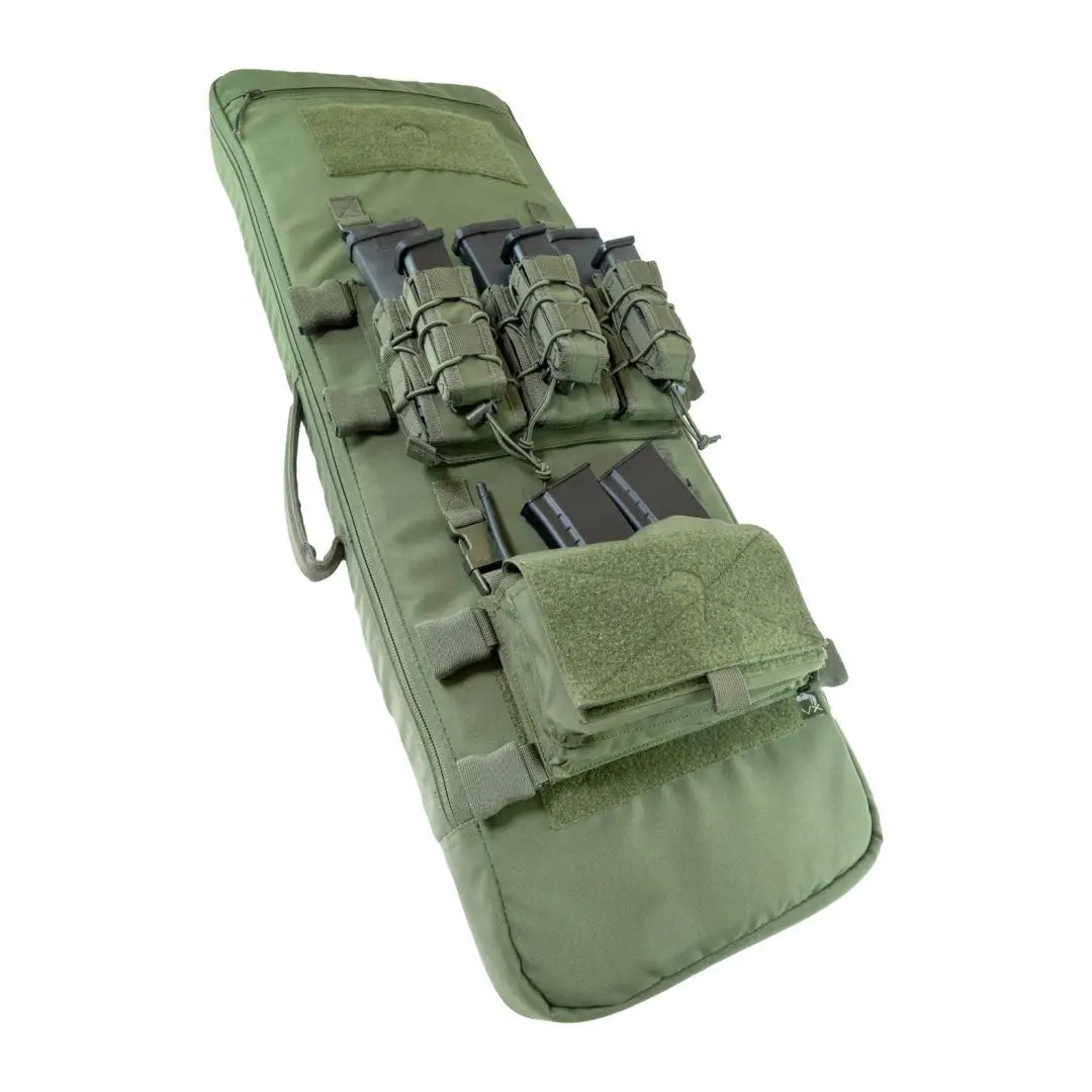 Military-style olive green Viper VX Buckle Up Gun Carrier with magazine pouches