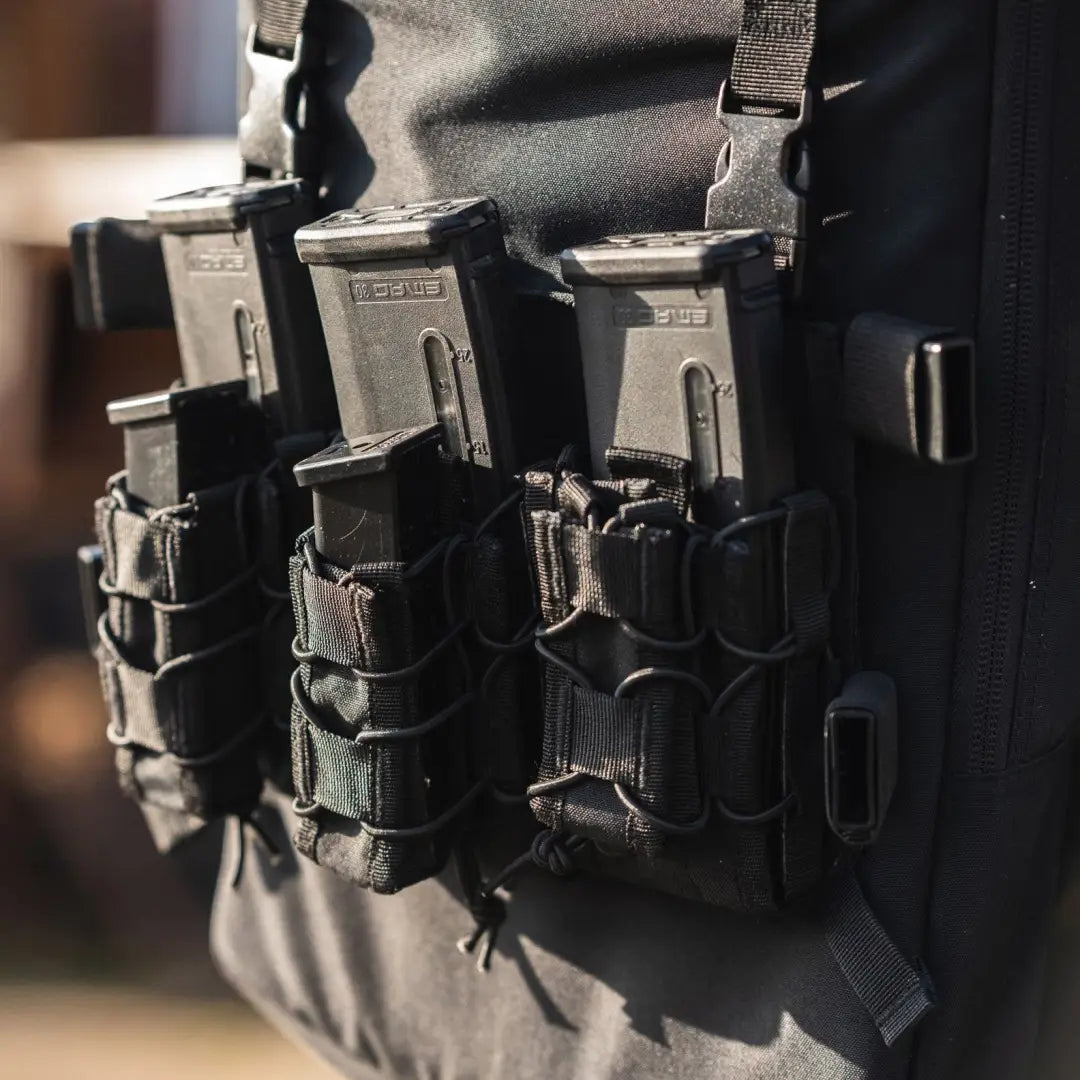 Tactical magazine pouches on the Viper VX Buckle Up Mag Rig for magazine retention