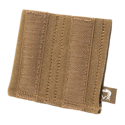 Tan tactical wallet with MOLLE webbing on Viper VX Double Pistol Mag Sleeve