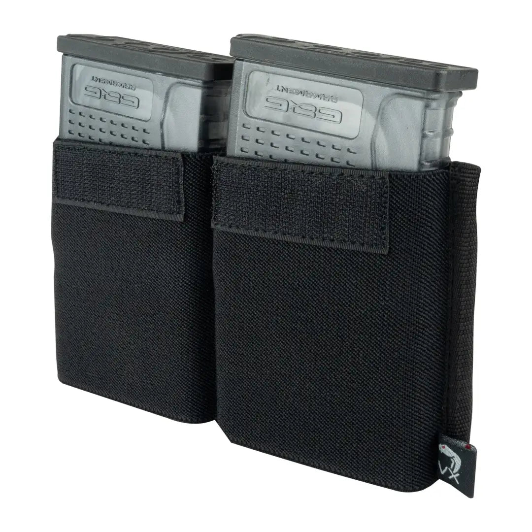 Black fabric magazine pouches with elastic straps for Viper VX Double Rifle Mag Sleeve XL