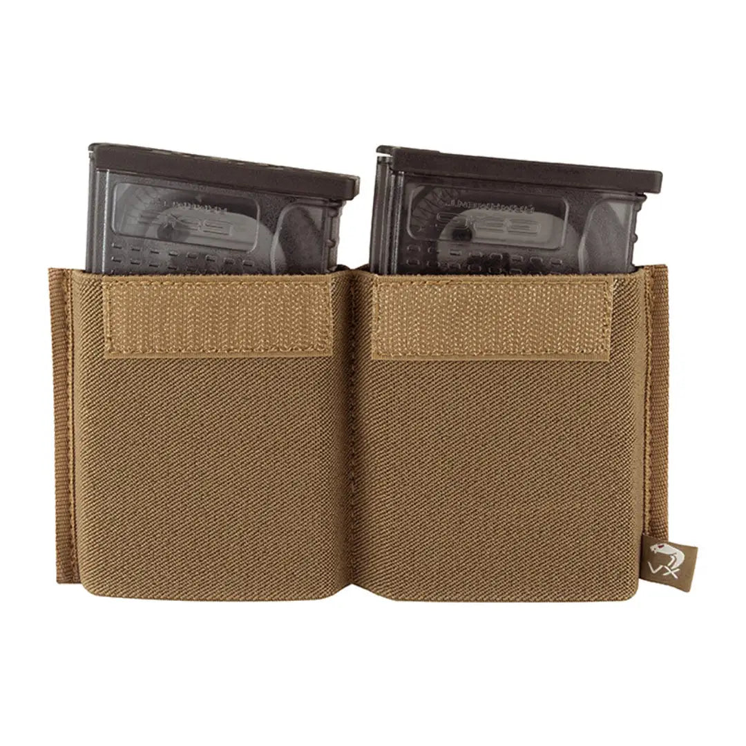 Tan fabric Viper VX Double Rifle Mag Sleeve XL with two magazines inserted