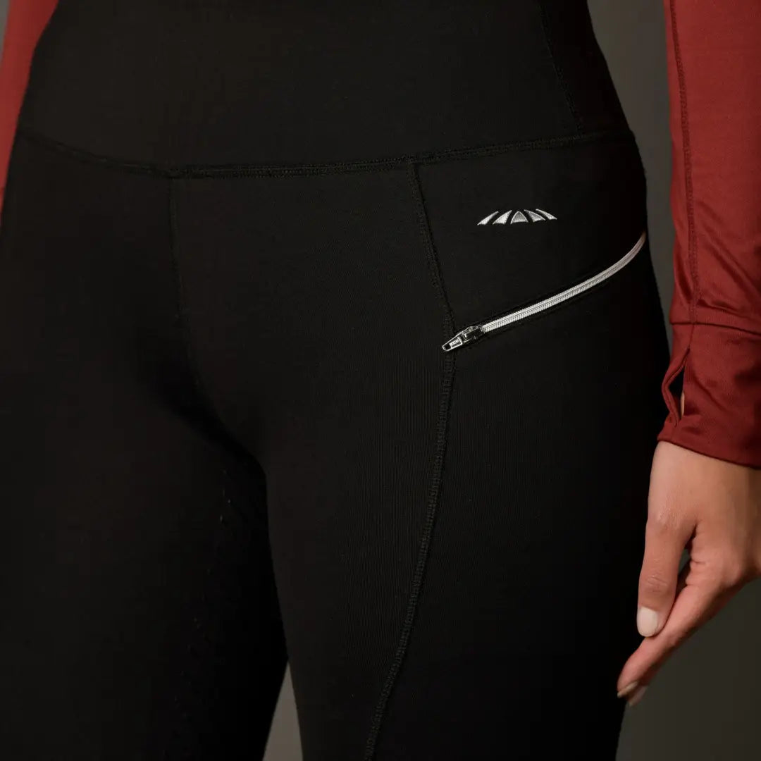 Black WeatherBeeta Veda Technical Tights with zippered pocket and reflective logo detail