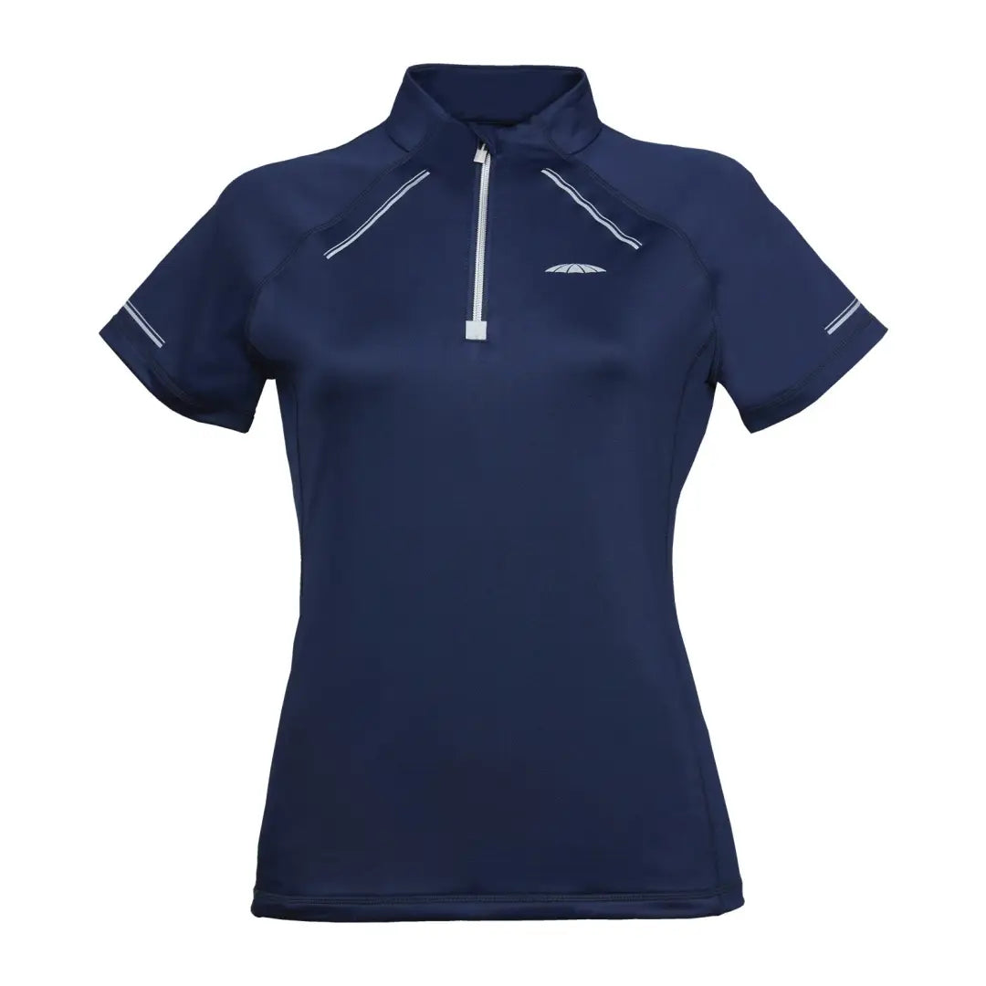 Navy blue short sleeve athletic shirt from WeatherBeeta Victoria Premium with quarter-zip