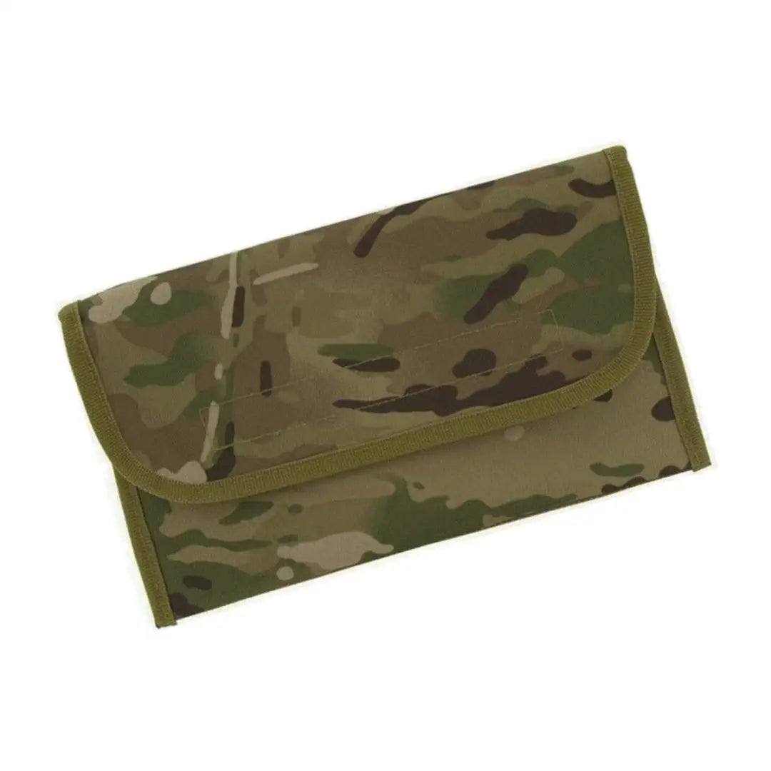 Camouflage-patterned wallet for the Web-Tex Boot Care Kit with flap closure